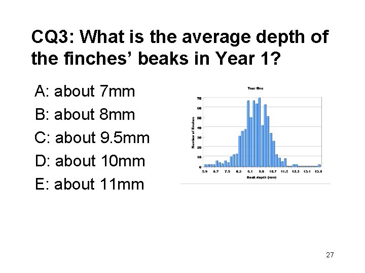 CQ 3: What is the average depth of the finches’ beaks in Year 1?