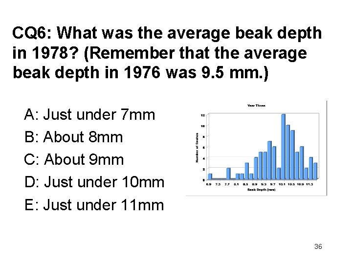 CQ 6: What was the average beak depth in 1978? (Remember that the average