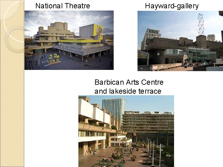 National Theatre Hayward-gallery Barbican Arts Centre and lakeside terrace 