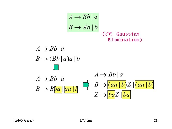 (Cf. Gaussian Elimination) cs 466(Prasad) L 8 Norm 21 