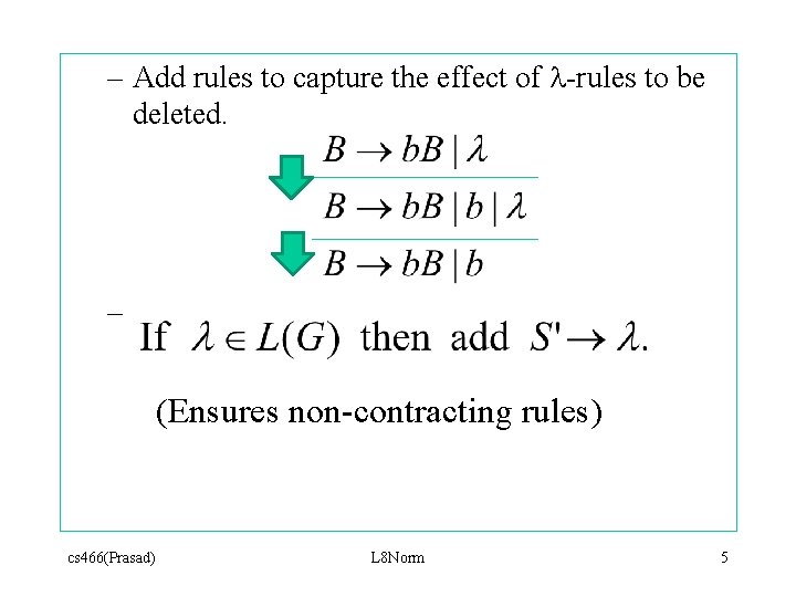 – Add rules to capture the effect of l-rules to be deleted. – (Ensures