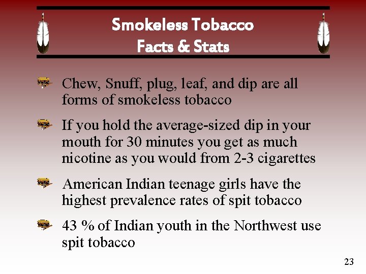 Smokeless Tobacco Facts & Stats Chew, Snuff, plug, leaf, and dip are all forms