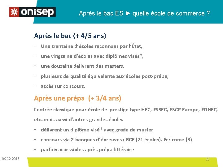 Après le bac ES ► quelle école de commerce ? Après le bac (+