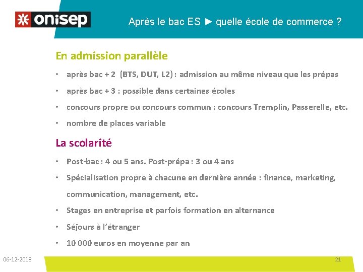 Après le bac ES ► quelle école de commerce ? En admission parallèle •