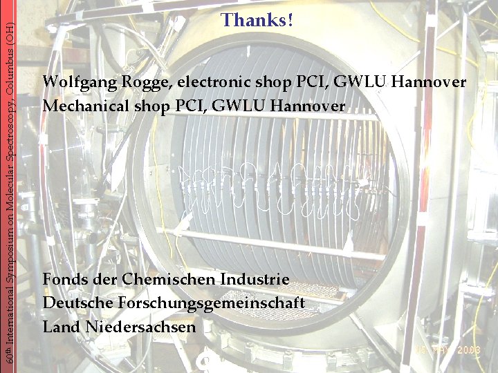 60 th International Symposium on Molecular Spectroscopy, Columbus (OH) Thanks! Wolfgang Rogge, electronic shop