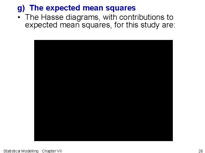 g) The expected mean squares • The Hasse diagrams, with contributions to expected mean