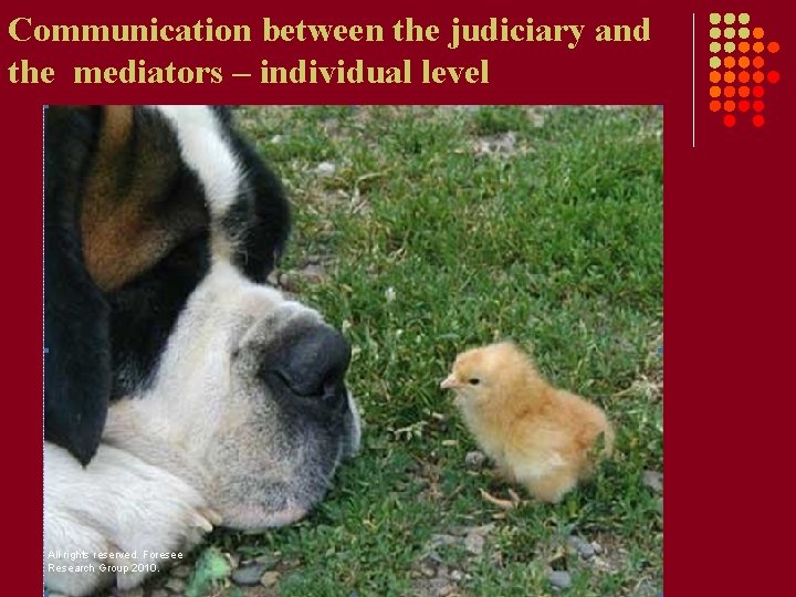 Communication between the judiciary and the mediators – individual level All rights reserved. Foresee