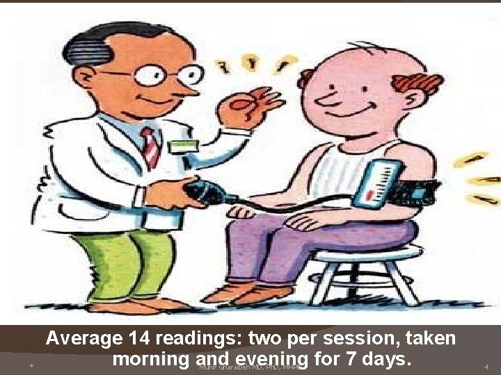 * Average 14 readings: two per session, taken morning and evening for 7 days.