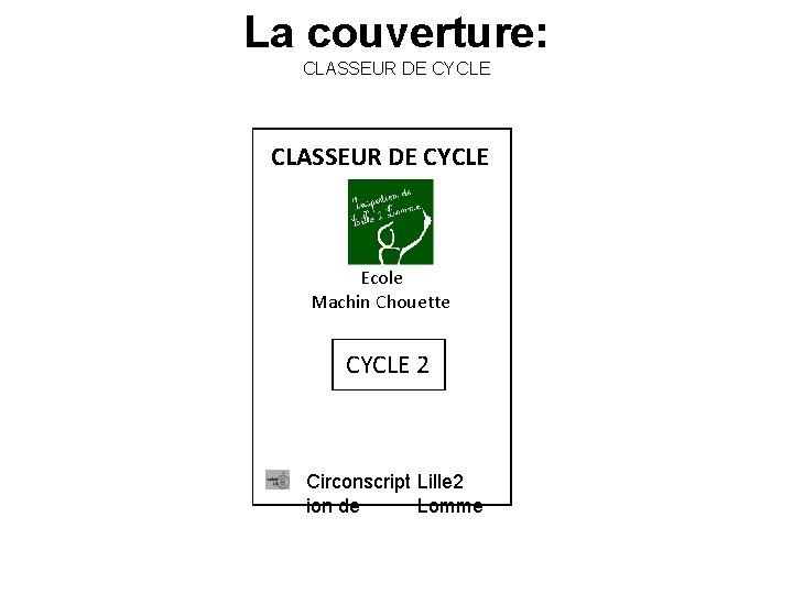 La couverture: CLASSEUR DE CYCLE Ecole Machin Chouette CYCLE 2 Circonscript Lille 2 ion