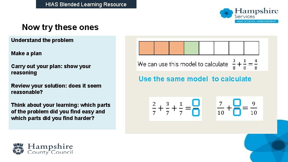 HIAS Blended Learning Resource Now try these ones Understand the problem Make a plan