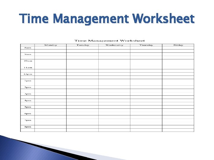 Time Management Worksheet 