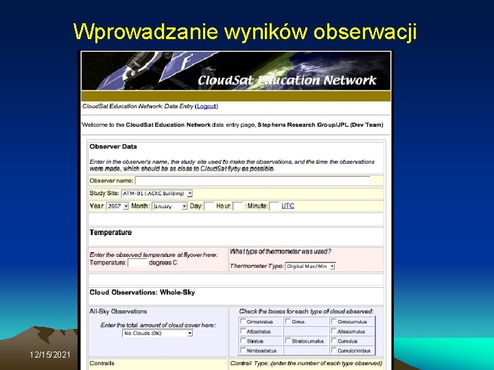 Wprowadzanie wyników obserwacji 12/15/2021 