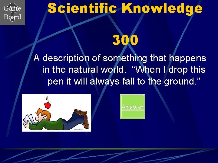 Game Board Scientific Knowledge 300 A description of something that happens in the natural