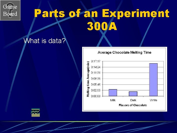 Game Board Parts of an Experiment 300 A What is data? 