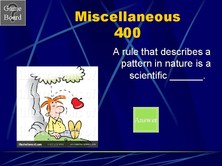 Game Board Miscellaneous 400 A rule that describes a pattern in nature is a