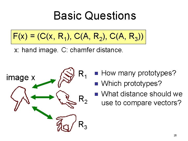 Basic Questions F(x) = (C(x, R 1), C(A, R 2), C(A, R 3)) x: