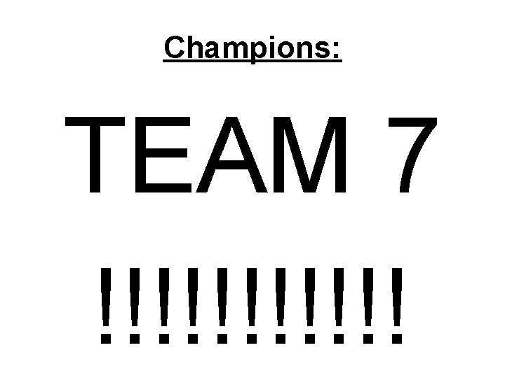 Champions: TEAM 7 !!!!!! 