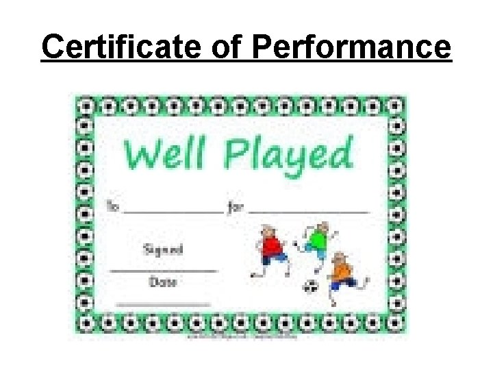 Certificate of Performance 