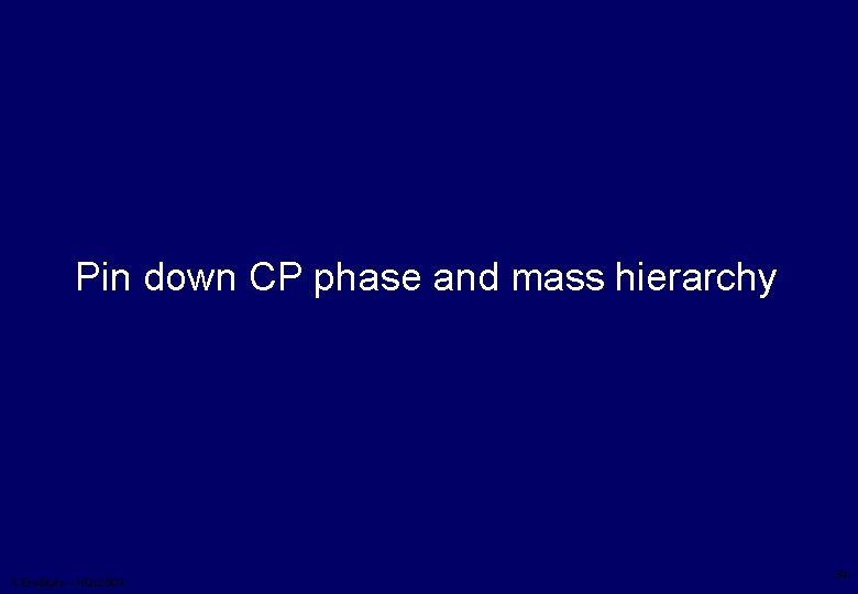Pin down CP phase and mass hierarchy A. Ereditato – HQL 2004 24 