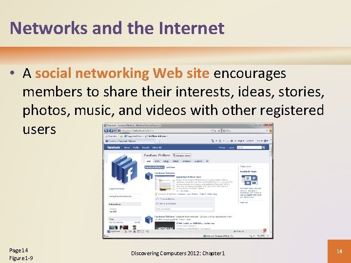 Networks and the Internet • A social networking Web site encourages members to share