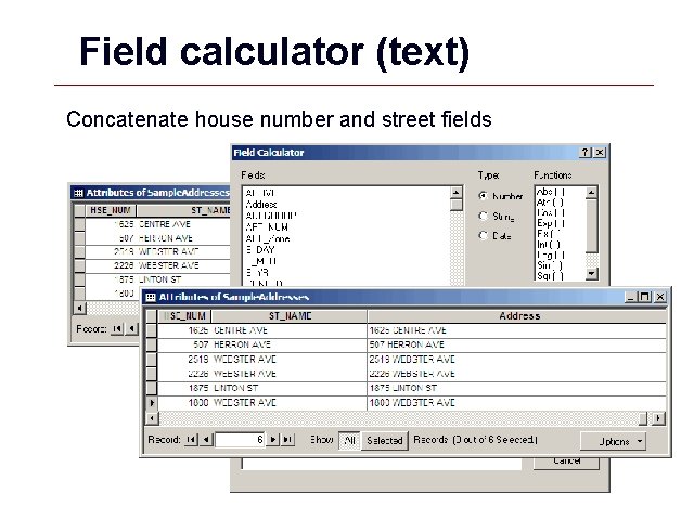 Field calculator (text) Concatenate house number and street fields GIS 12 Field calculator (text) Concatenate house number and street fields GIS 12