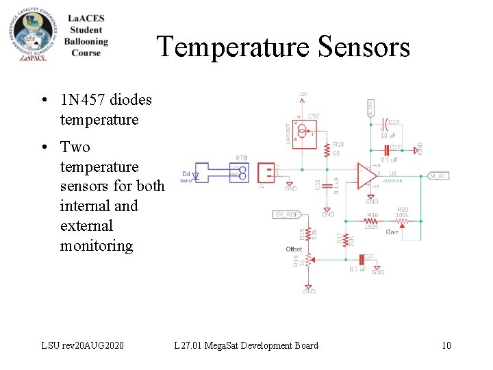 Temperature Sensors • 1 N 457 diodes temperature • Two temperature sensors for both