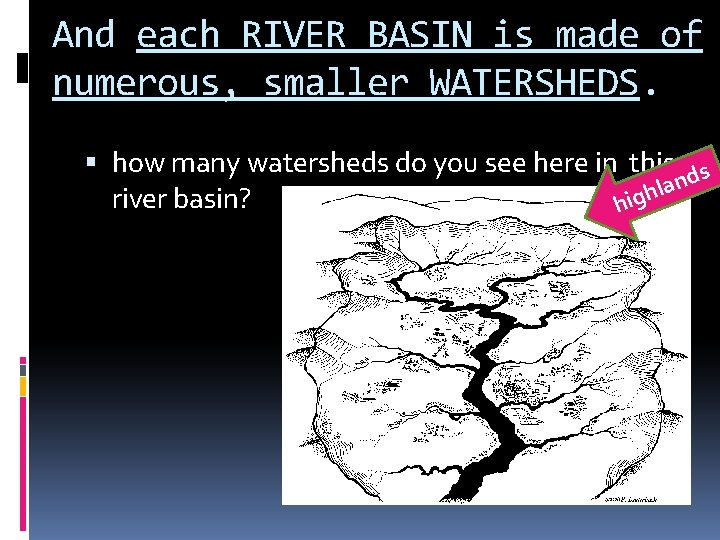 And each RIVER BASIN is made of numerous, smaller WATERSHEDS. how many watersheds do