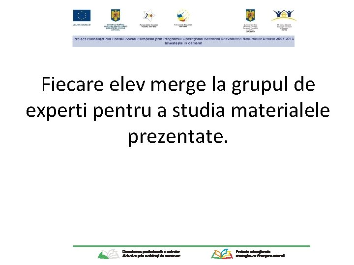 Fiecare elev merge la grupul de experti pentru a studia materialele prezentate. 