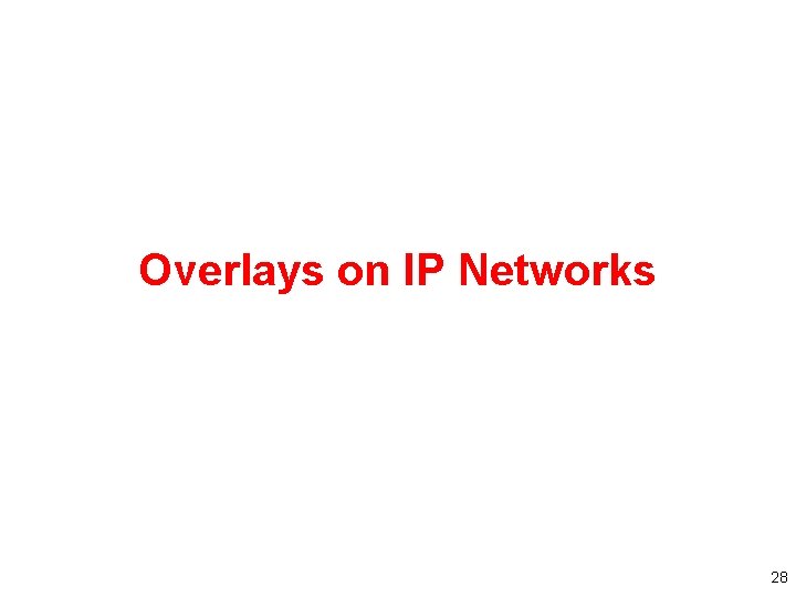 Overlays on IP Networks 28 