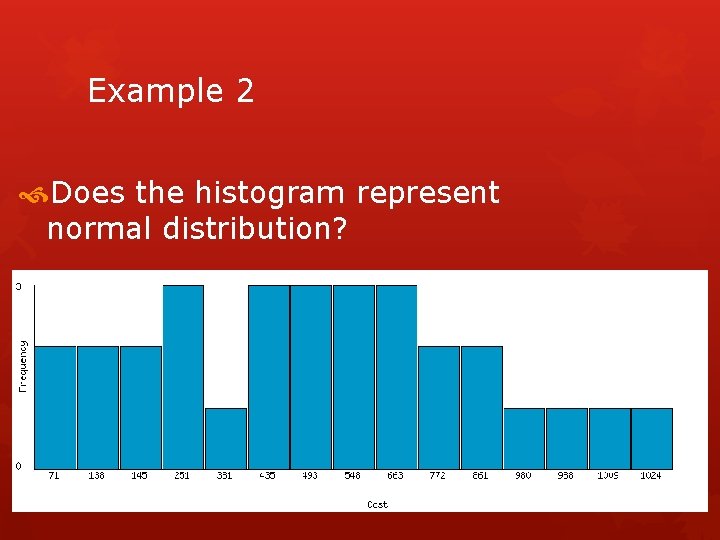 Example 2 Does the histogram represent normal distribution? 