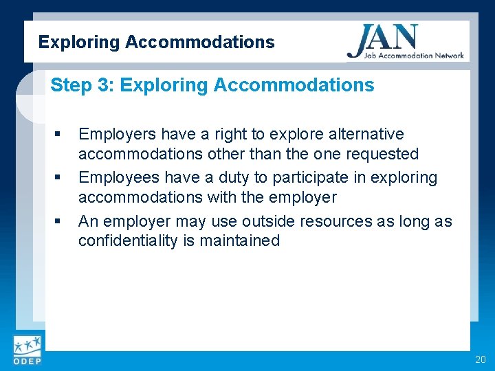 Exploring Accommodations Step 3: Exploring Accommodations § § § Employers have a right to