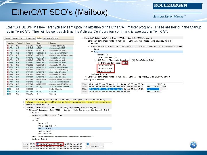Ether. CAT SDO’s (Mailbox) are typically sent upon initialization of the Ether. CAT master