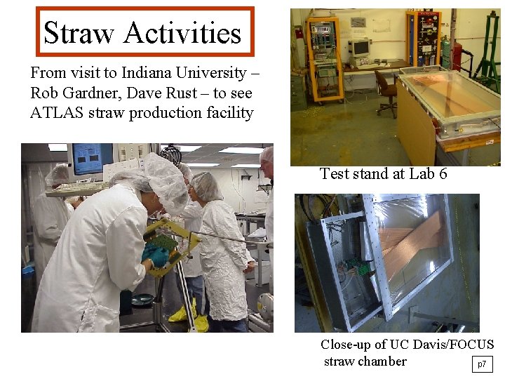 Straw Activities From visit to Indiana University – Rob Gardner, Dave Rust – to