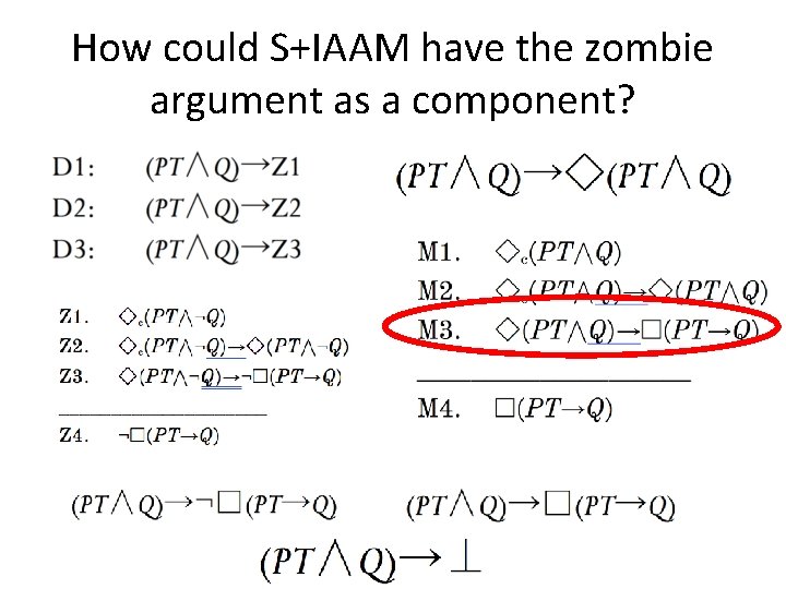 How could S+IAAM have the zombie argument as a component? 