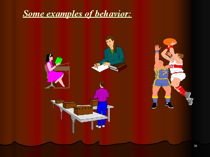 Some examples of behavior: 30 