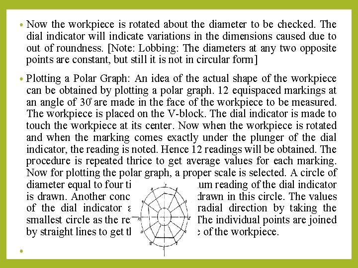  • Now the workpiece is rotated about the diameter to be checked. The