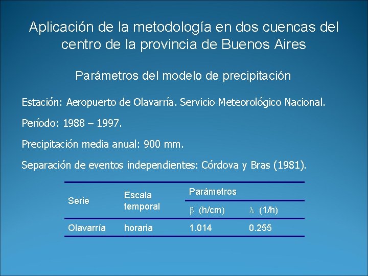 Aplicación de la metodología en dos cuencas del centro de la provincia de Buenos