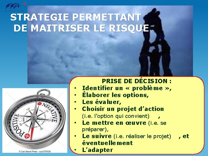 STRATEGIE PERMETTANT DE MAITRISER LE RISQUE • • • PRISE DE DÉCISION : Identifier