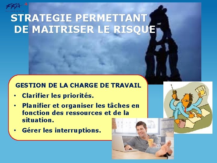 STRATEGIE PERMETTANT DE MAITRISER LE RISQUE GESTION DE LA CHARGE DE TRAVAIL • Clarifier