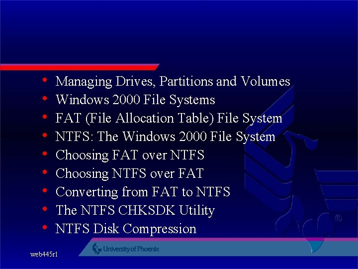  • • • Managing Drives, Partitions and Volumes Windows 2000 File Systems FAT