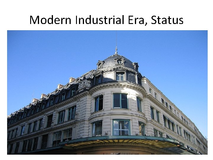 Modern Industrial Era, Status 