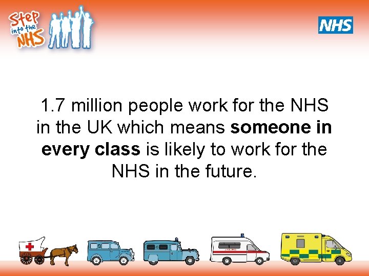1. 7 million people work for the NHS in the UK which means someone