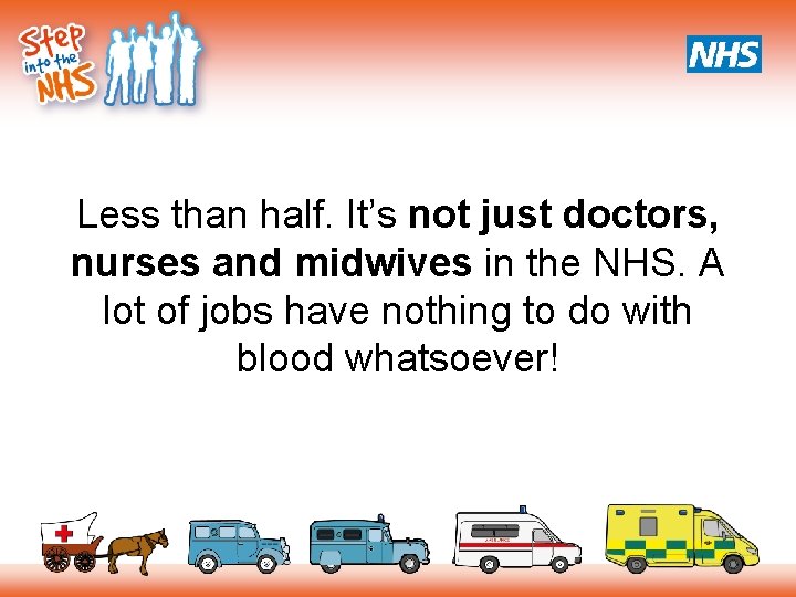 Less than half. It’s not just doctors, nurses and midwives in the NHS. A