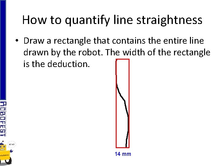 How to quantify line straightness • Draw a rectangle that contains the entire line