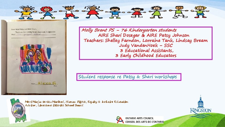 Molly Brant PS – 76 Kindergarten students AIRE Shari Doseger & AIRE Patsy Johnson
