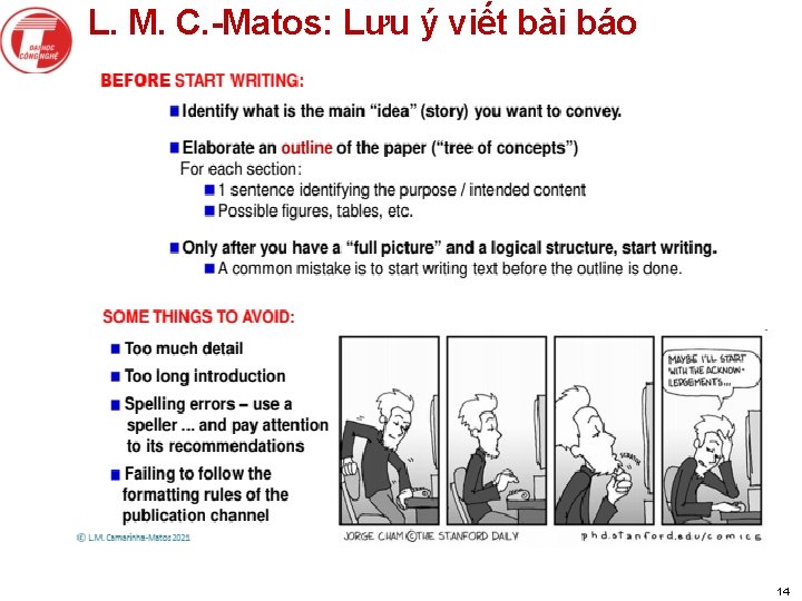 L. M. C. -Matos: Lưu ý viết bài báo 14 