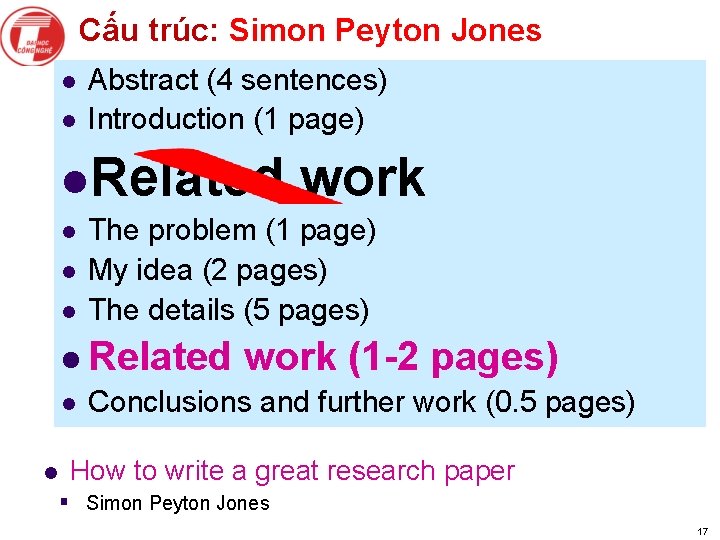 Cấu trúc: Simon Peyton Jones l l Abstract (4 sentences) Introduction (1 page) l.