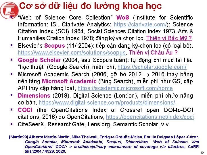 Cơ sở dữ liệu đo lường khoa học § “Web of Science Core Collection”