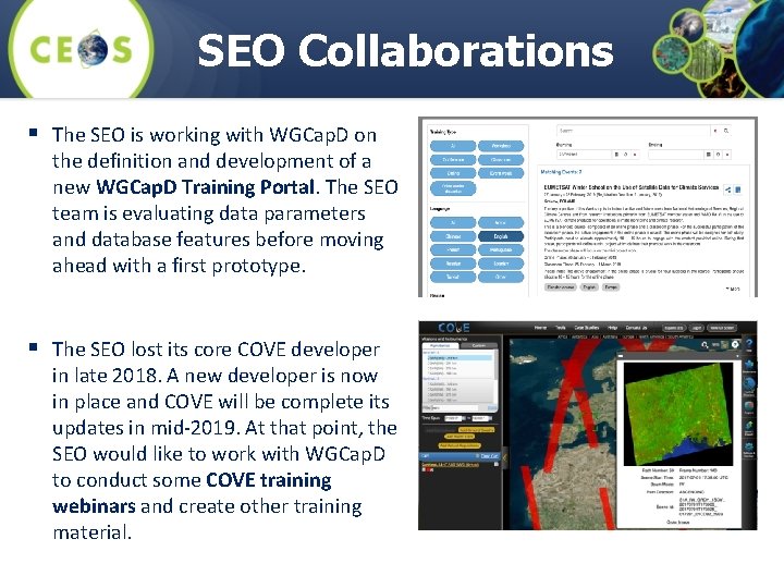 SEO Collaborations § The SEO is working with WGCap. D on the definition and