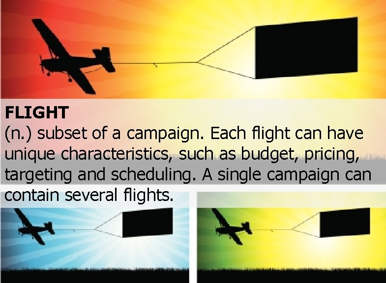 FLIGHT (n. ) subset of a campaign. Each flight can have unique characteristics, such